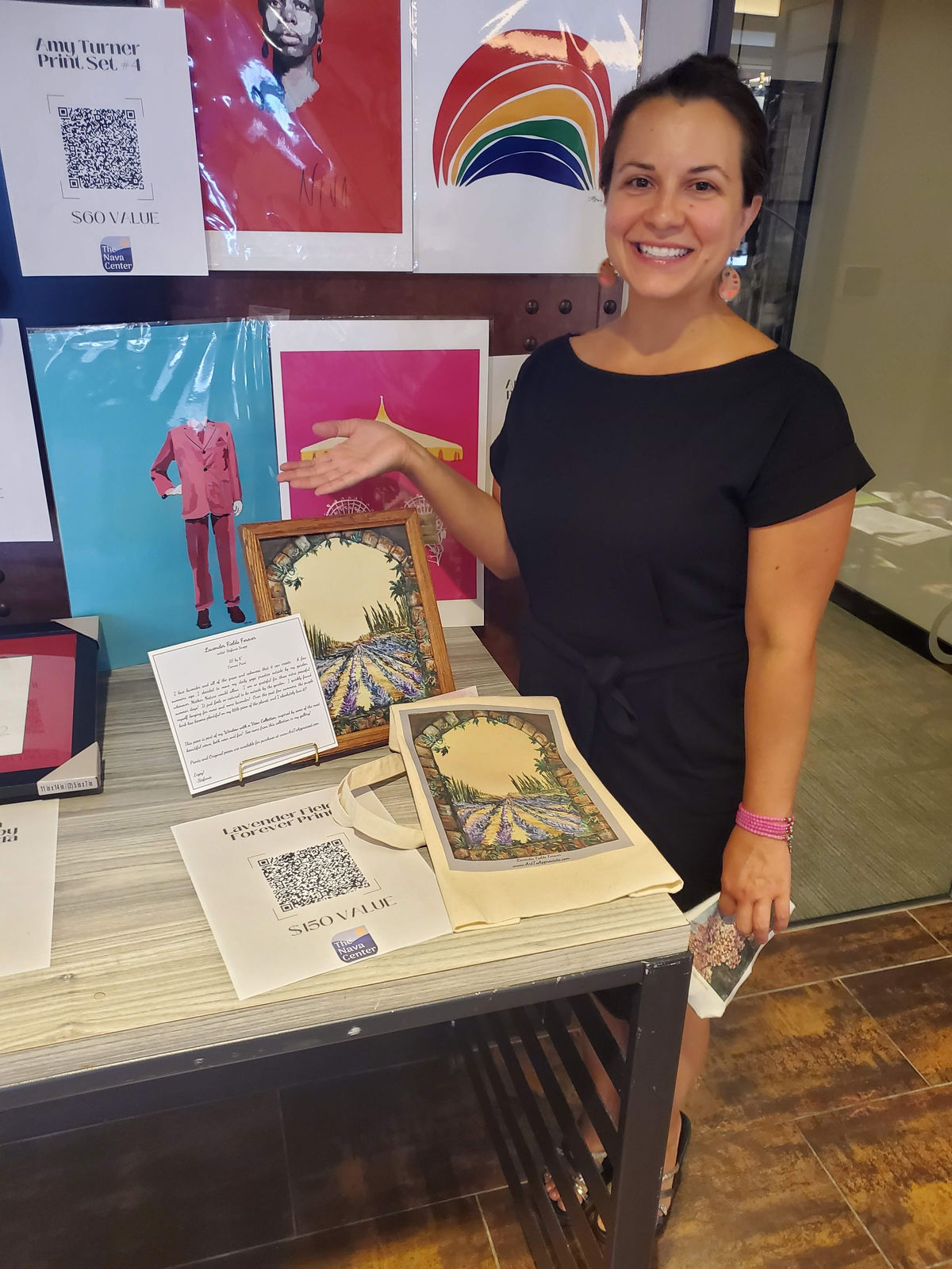 Artist Stefanie Snapp with her work