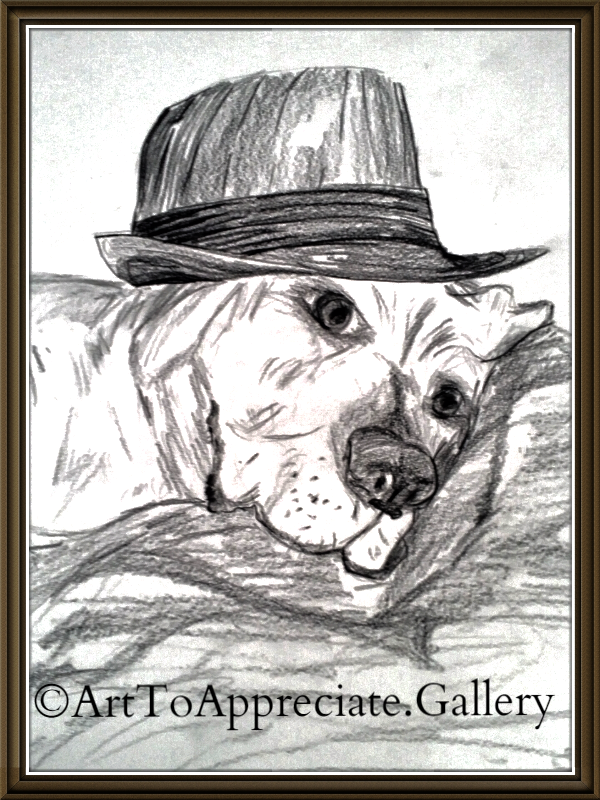 Custom charcoal pet portrait of a dog