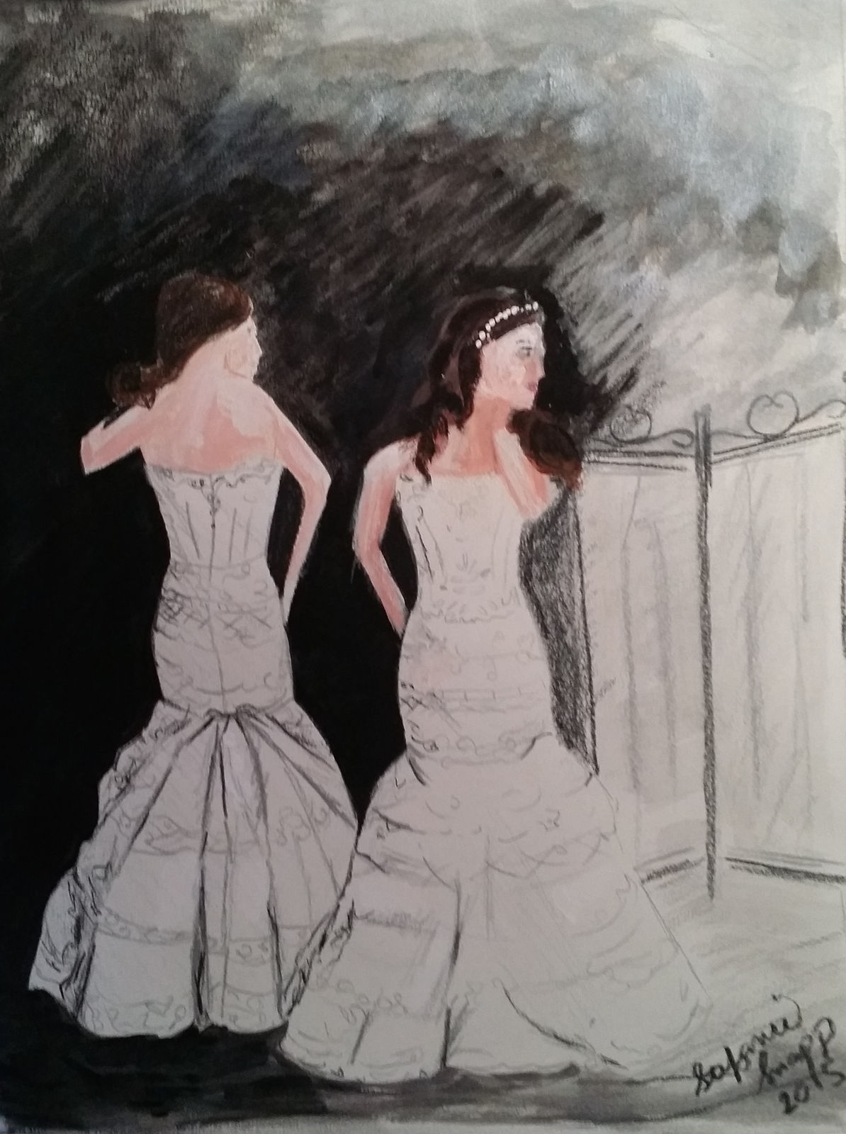 Custom wedding painting of two brides